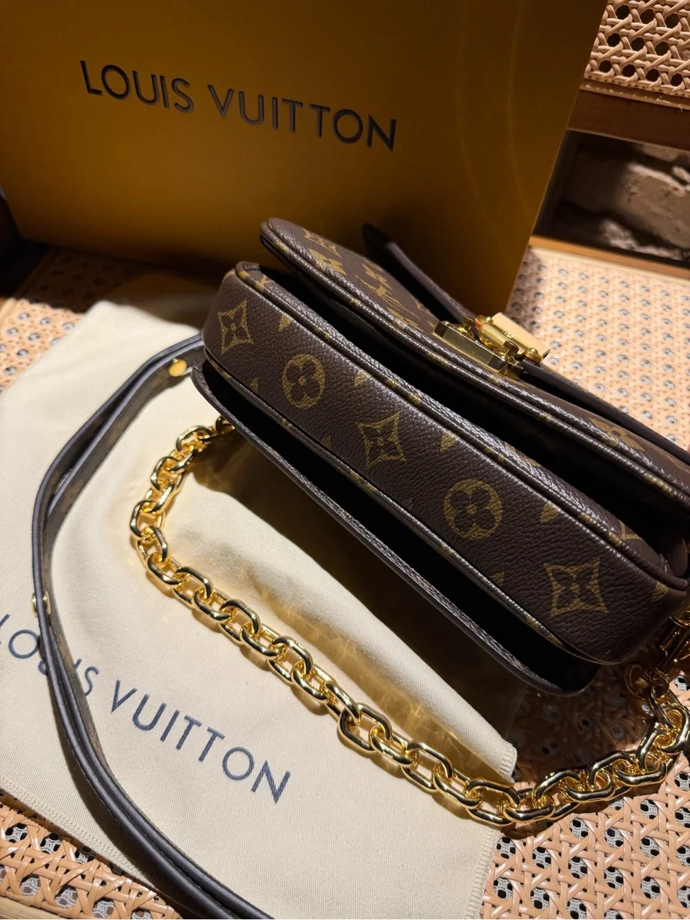 Louis Vuitton Monogram Canvas Crossbody with Gold Hardware